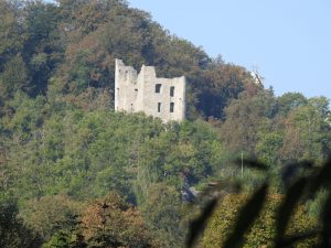 Bild der Burgruine Herrenzimmern westlich und oberhalb von Talhausen