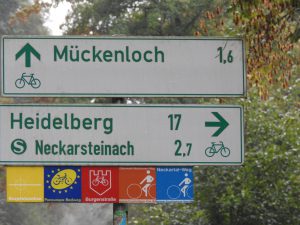 vorbildliche Wegweisung am Neckarradweg